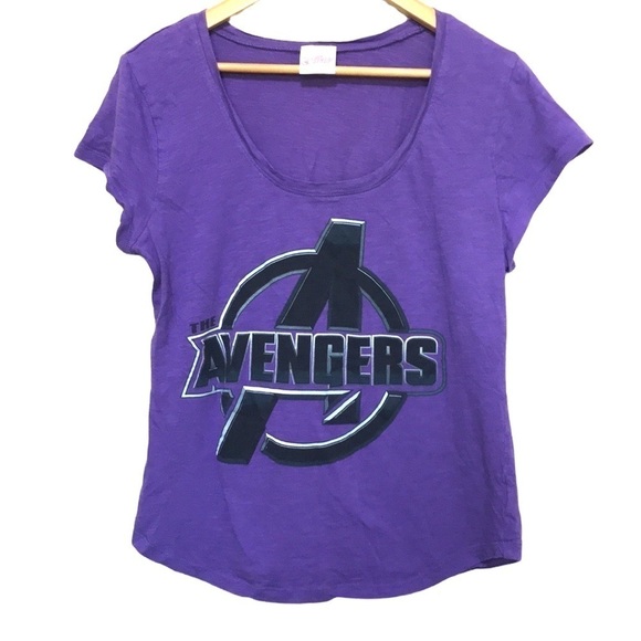 MARVEL Avengers purple scoop neck graphic tee shirt size 1X - Picture 1 of 8